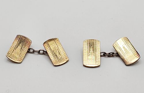 Art-Deco 9ct Gold on Silver 'Empire' Chain Cufflinks