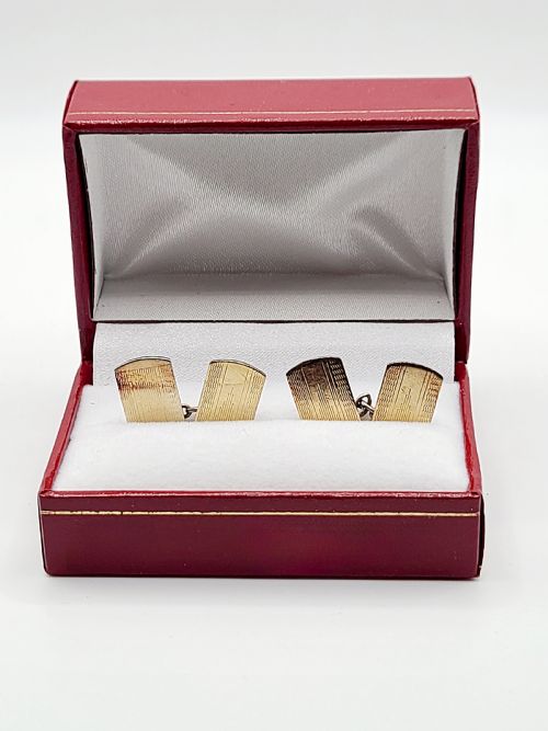 Art-Deco 9ct Gold on Silver 'Empire' Chain Cufflinks