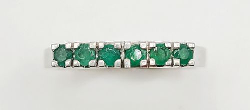 Natural Emerald Five Stone 9ct White Gold Ring (N)