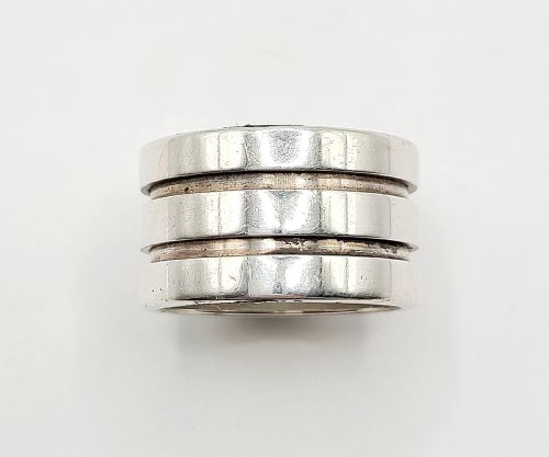 Heavy Gucci 925 Silver Wide Band Ring (W1/2) - Main Image