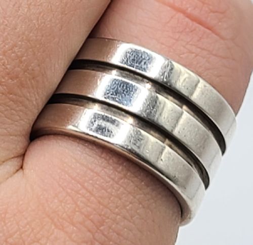 Heavy Gucci 925 Silver Wide Band Ring (W1/2)