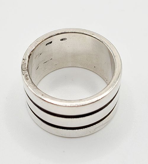 Heavy Gucci 925 Silver Wide Band Ring (W1/2)