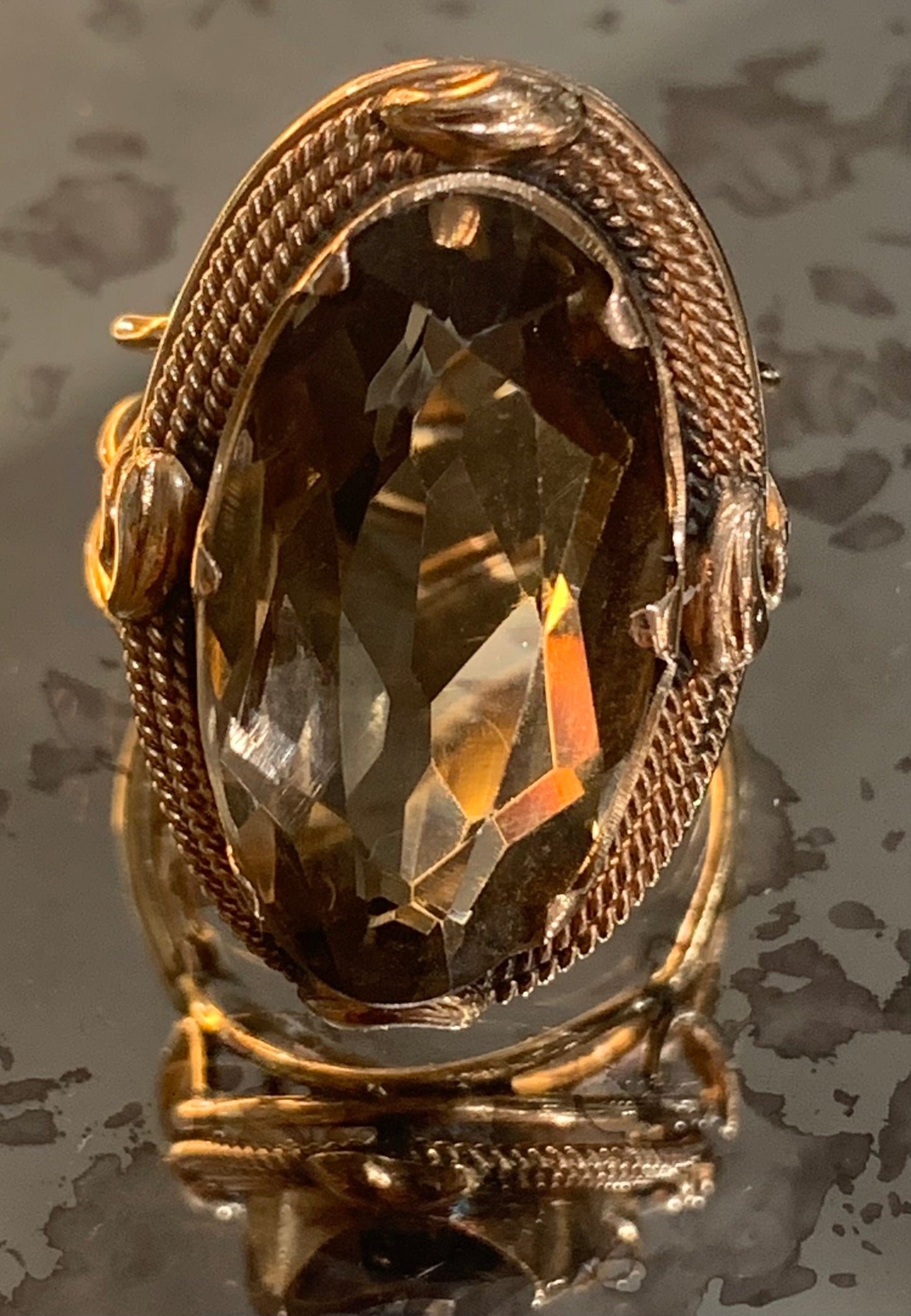 Victorian Smokey Quartz 14ct Rose Gold Ring (Tested by XRF) - Size Q.