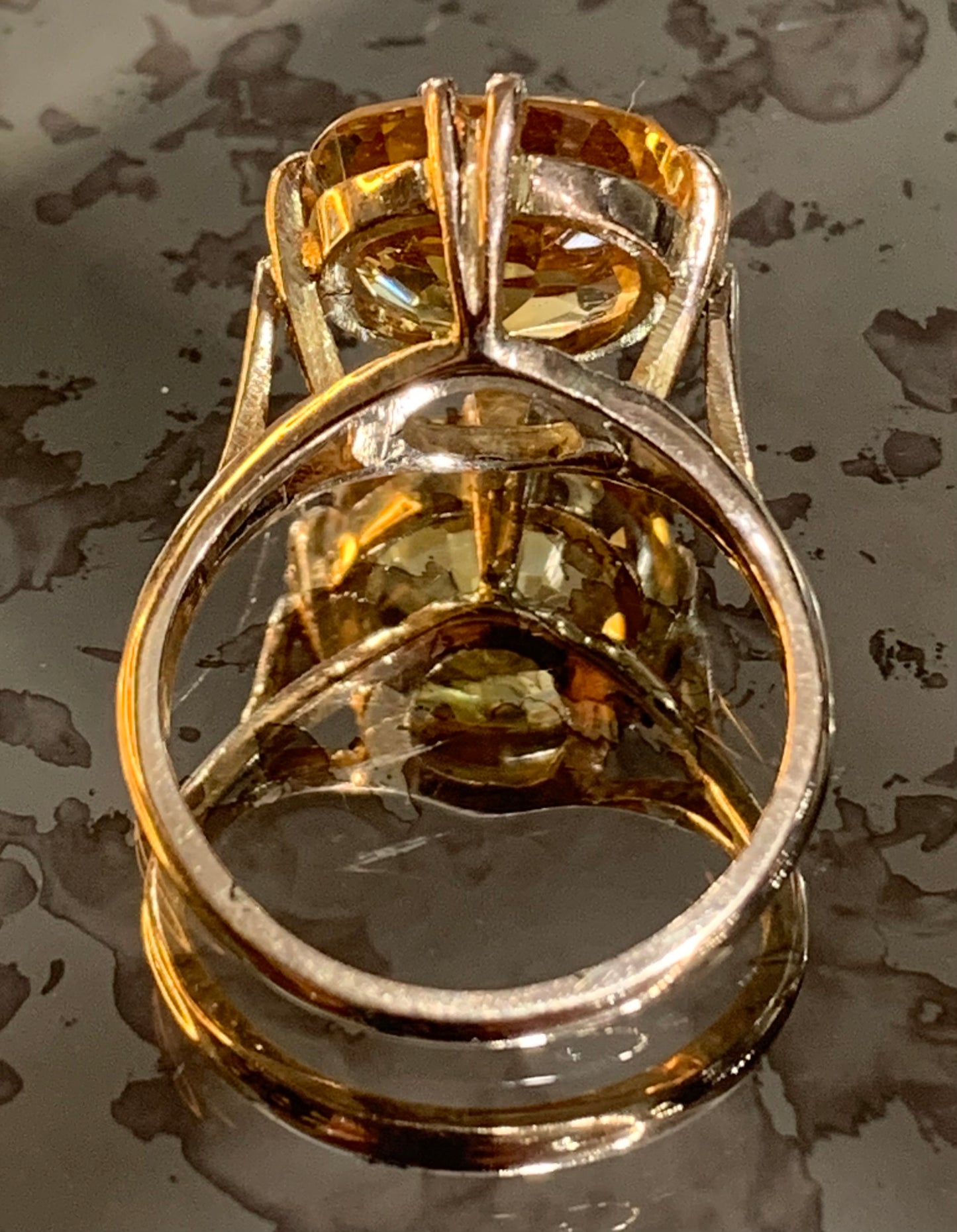 Art Deco Orange Sapphire 6.77ct (synthetic) Solitaire 9ct Gold Ring c1920-30's Size K1/2