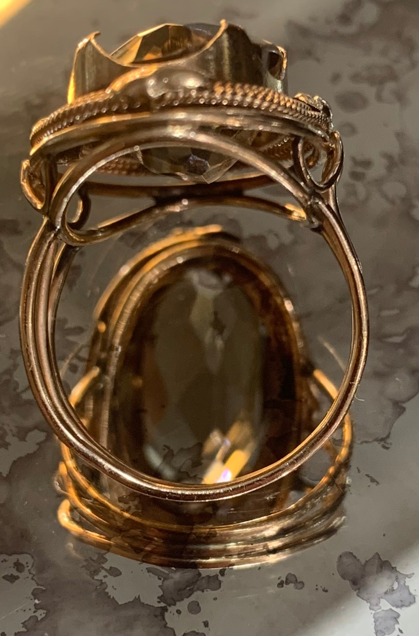 Victorian Smokey Quartz 14ct Rose Gold Ring (Tested by XRF) - Size Q.