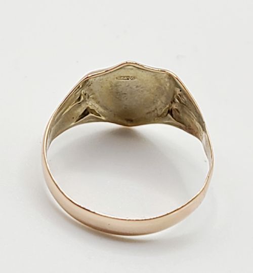 Edwardian Art Deco Men's Rose Gold Sheild Crest Signet Ring (R1/2)