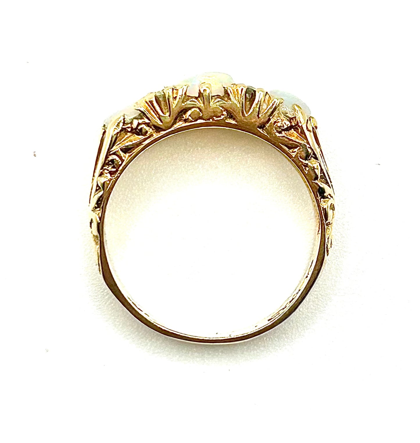 Opal & Diamond 9ct Gold Trilogy Ring (M1/2)
