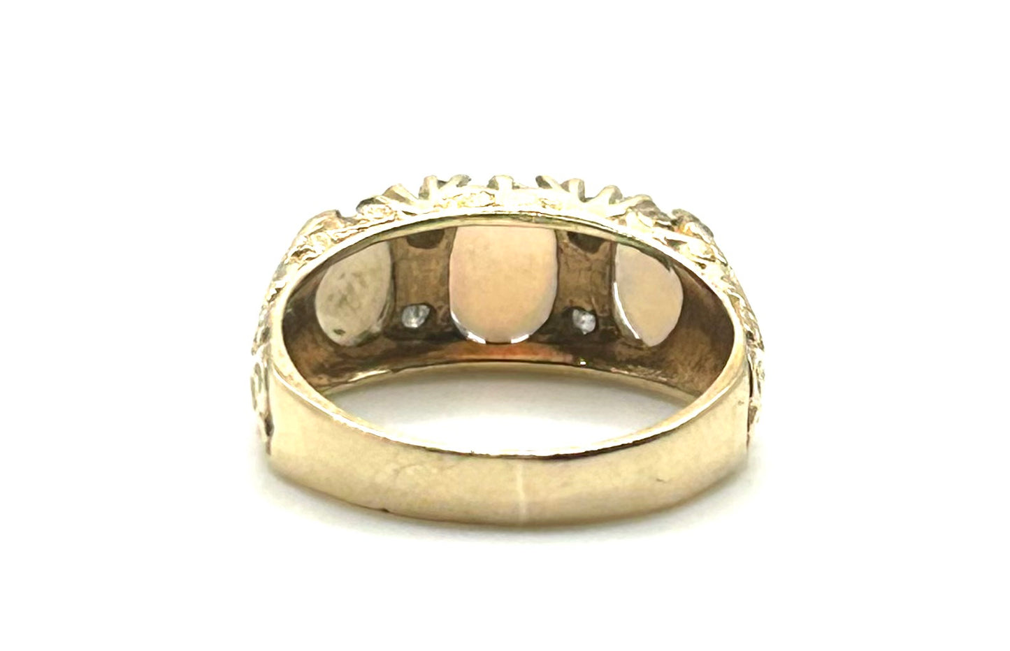 Opal & Diamond 9ct Gold Trilogy Ring (M1/2)