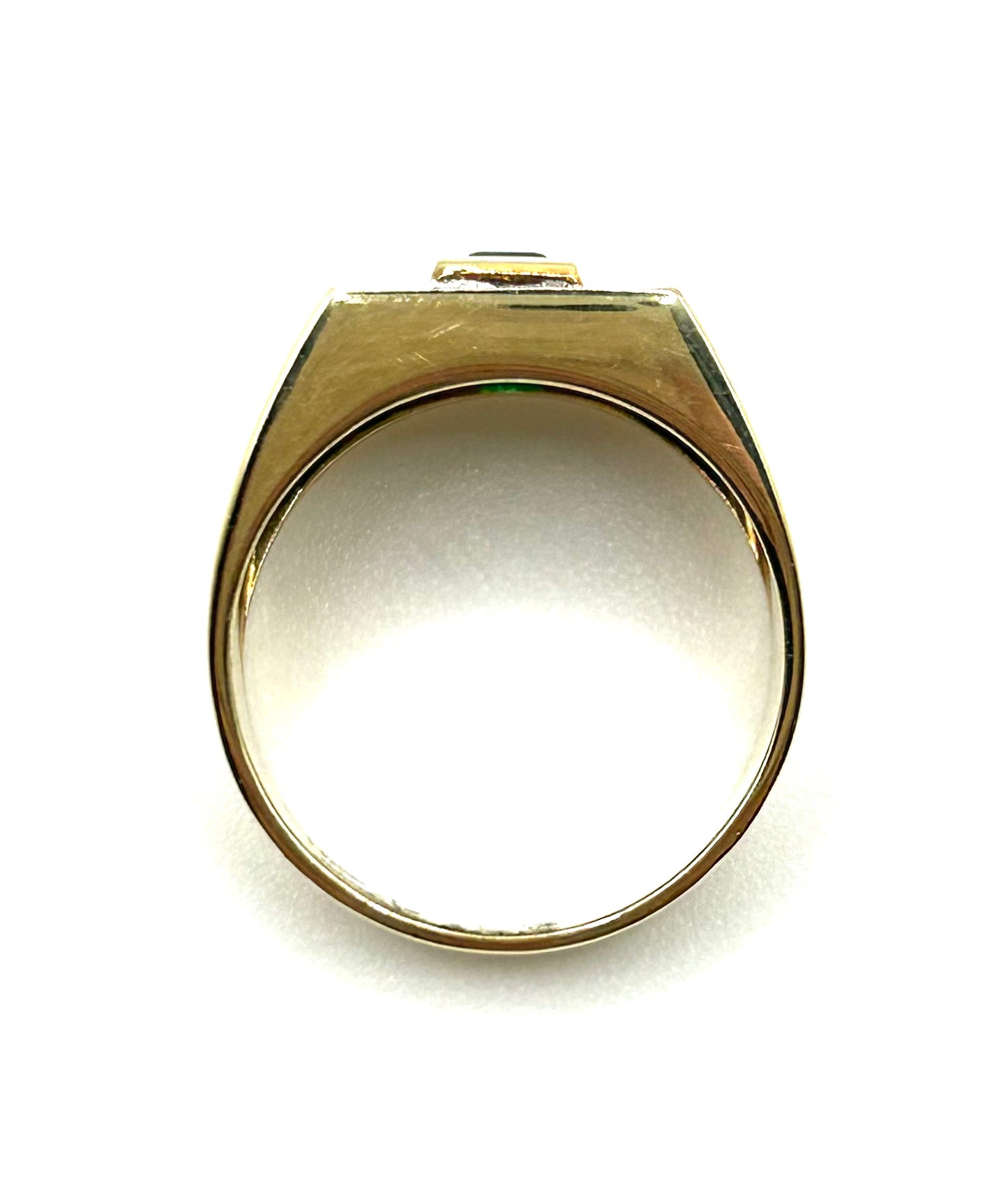 Art Deco Style Emerald & Diamond 9ct Gold Unisex Ring