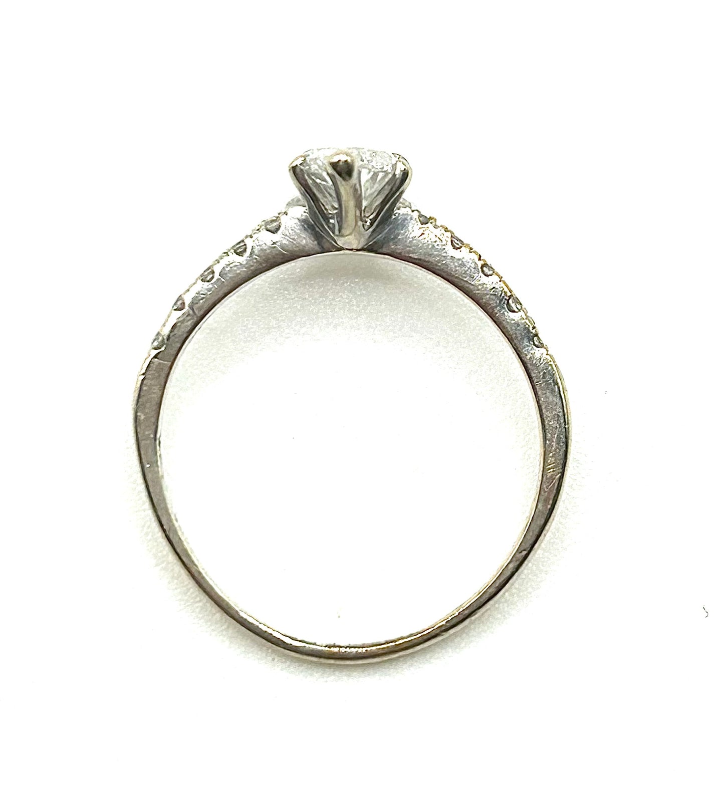 Marquise Cut Diamond Solitaire & Diamond Shoulders 14ct White Gold Ring (N)