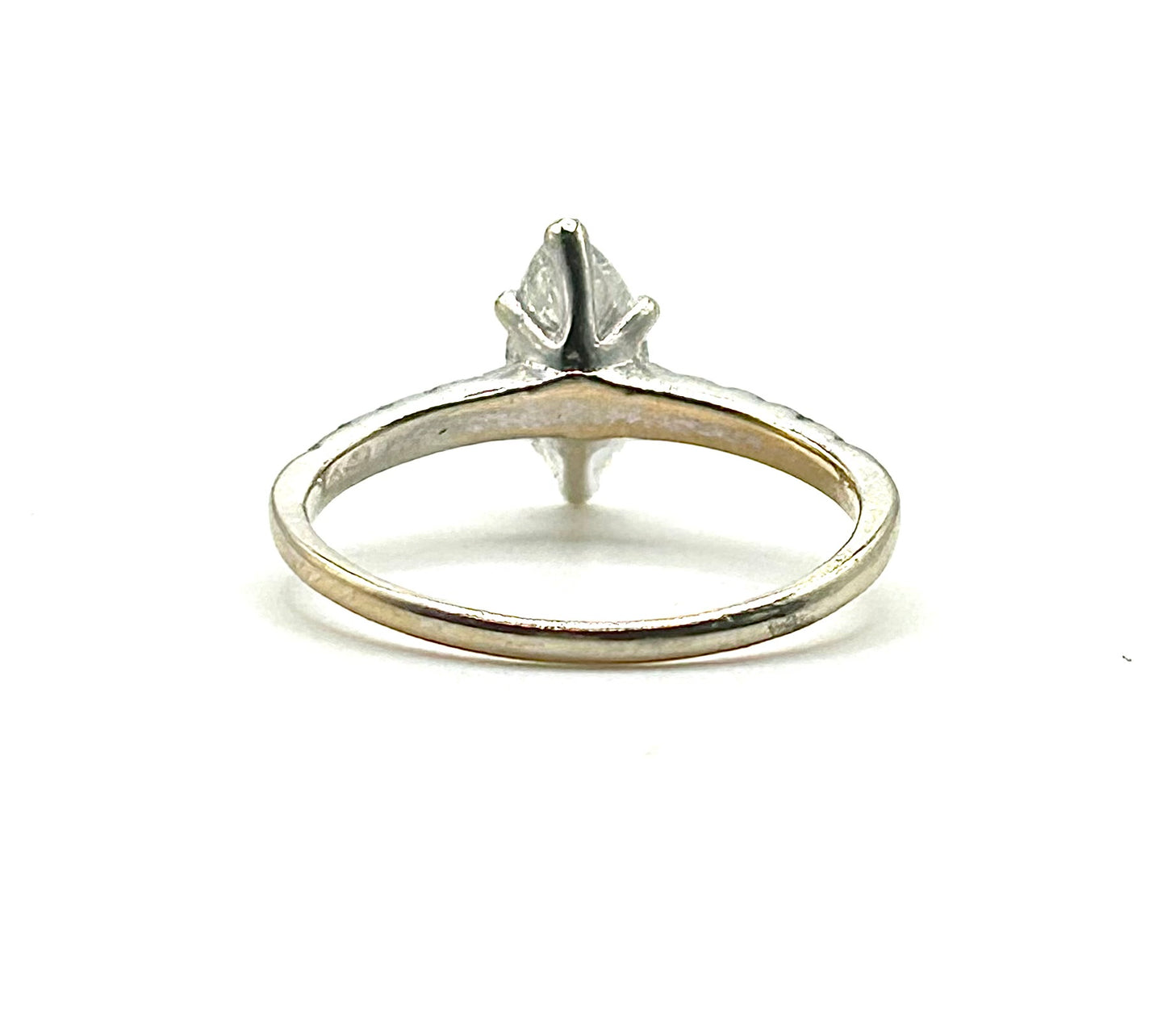 Marquise Cut Diamond Solitaire & Diamond Shoulders 14ct White Gold Ring (N)