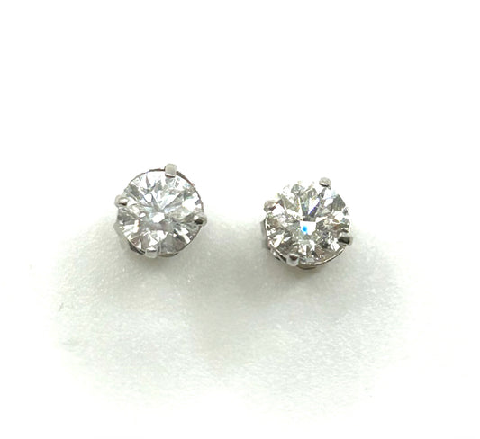 Diamond Solitaire 18ct White Gold Stud Earrings