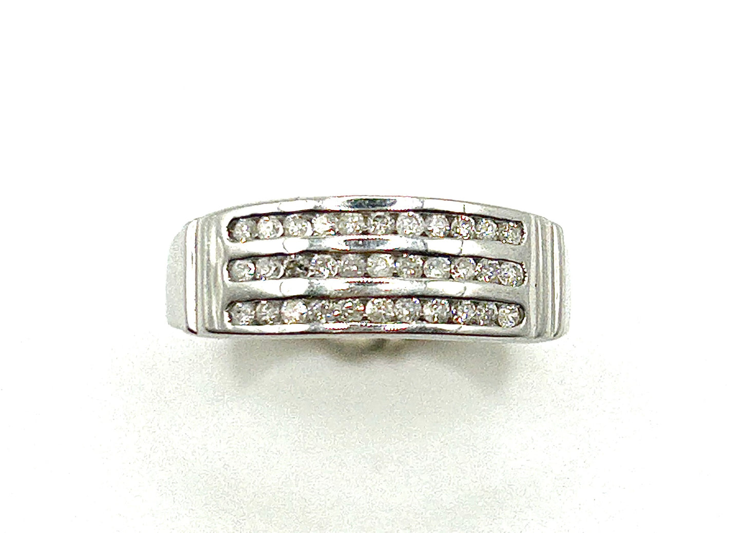 Fine Three Row Diamond Cluster 9ct Gold Ring (R1/2)