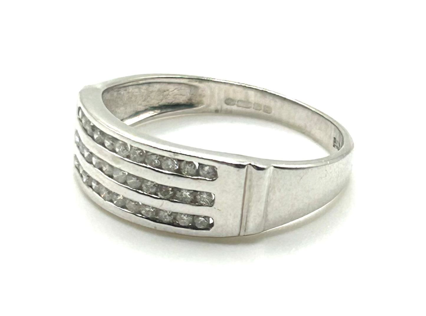 Fine Three Row Diamond Cluster 9ct Gold Ring (R1/2)