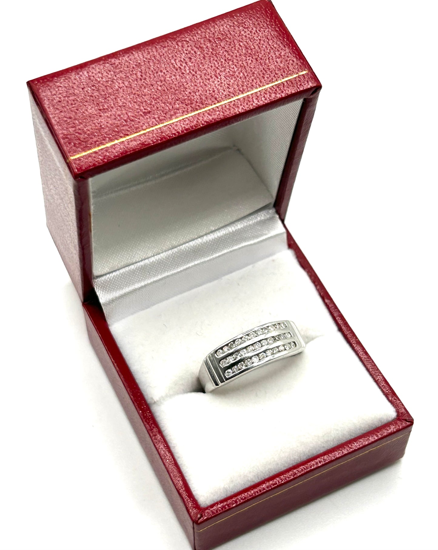 Fine Three Row Diamond Cluster 9ct Gold Ring (R1/2)