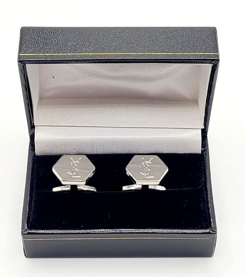 Yves Saint Laurent Hexagonal Monogrammed T-Bar Cufflinks