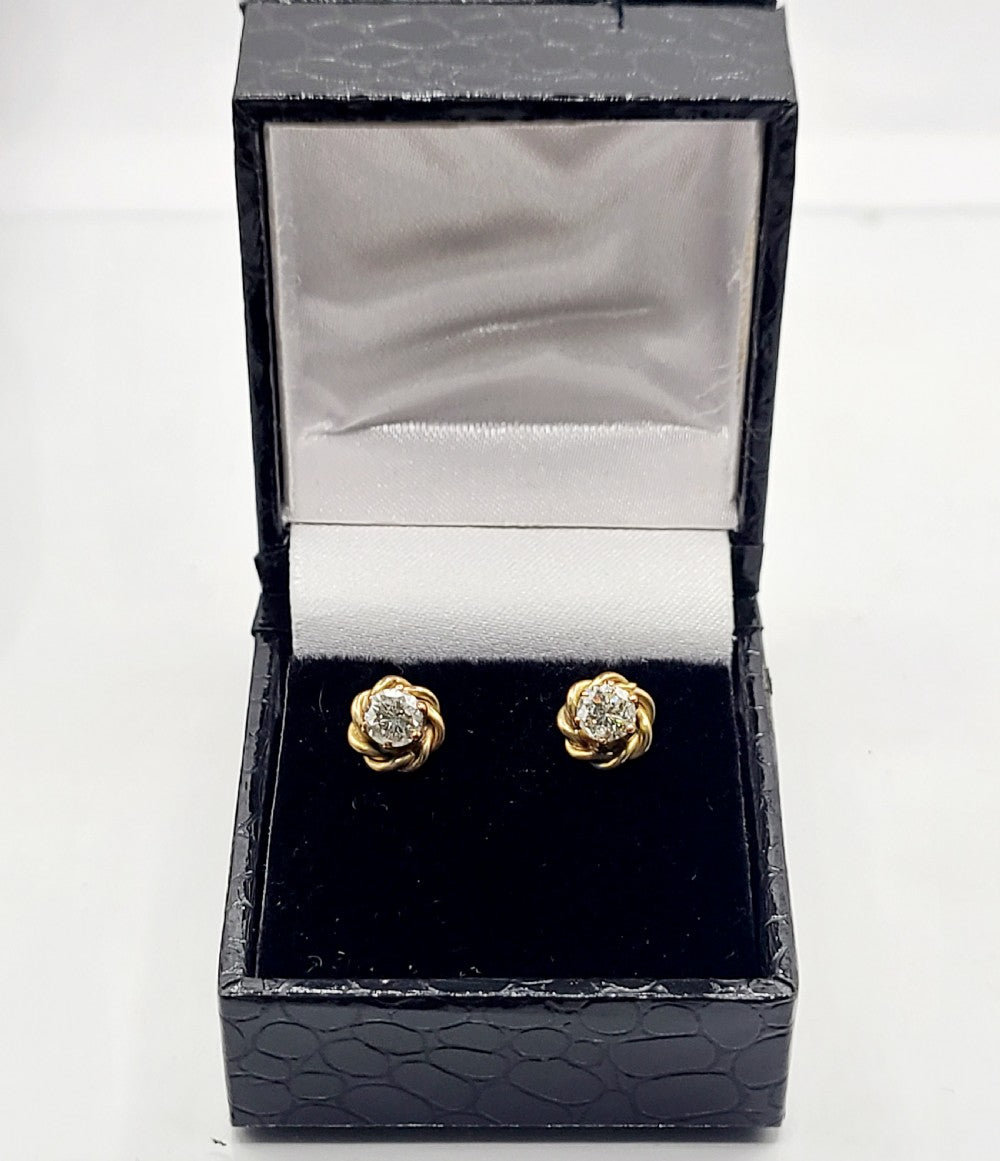Antique Diamond (approx 1.2ct) 9ct Gold Stud Earrings