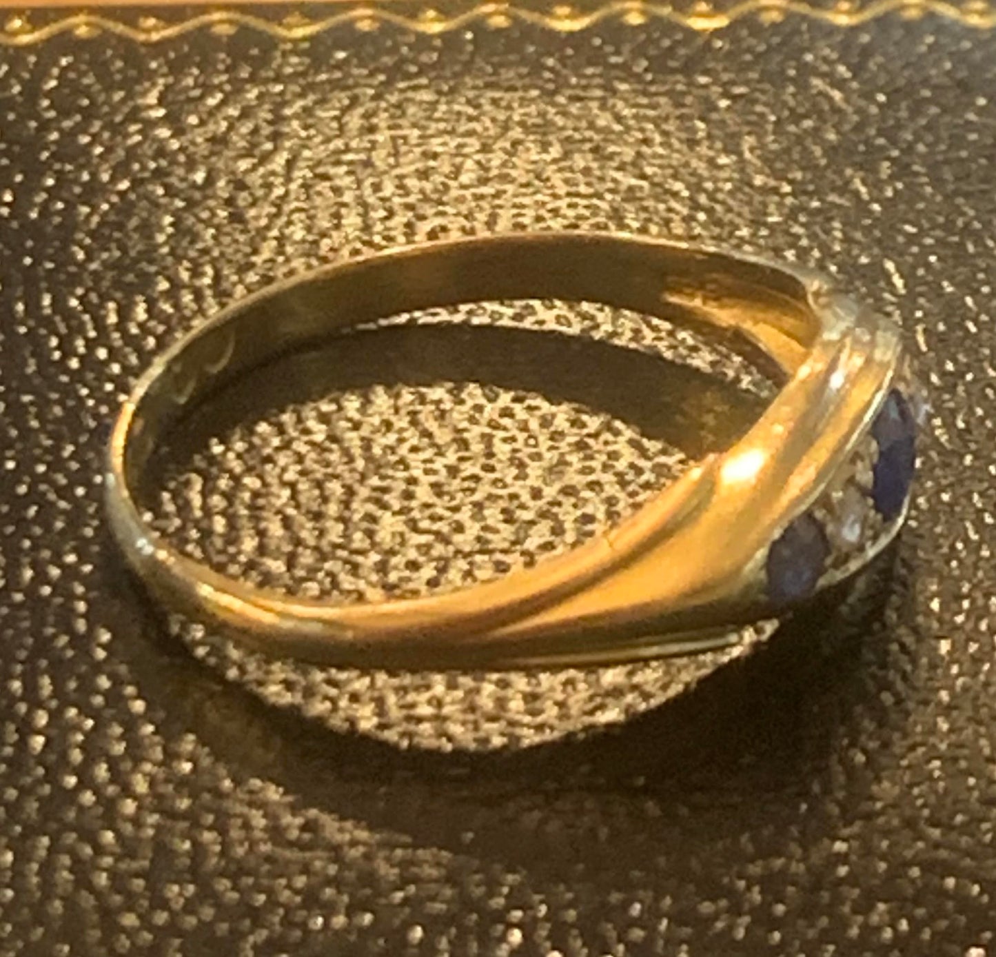 Art Deco Sapphire & Diamond 18ct Gold Half Eternity Ring - Size M1/2