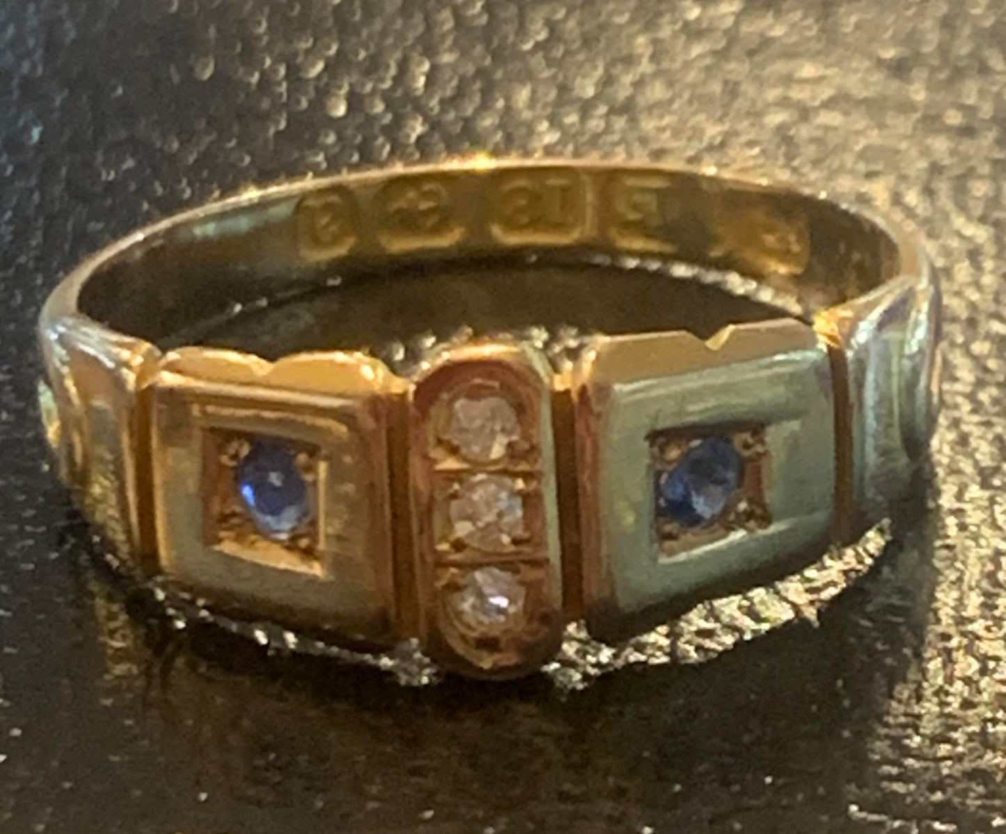 Victorian Sapphire & Diamond 18ct Gold Ring - Size M