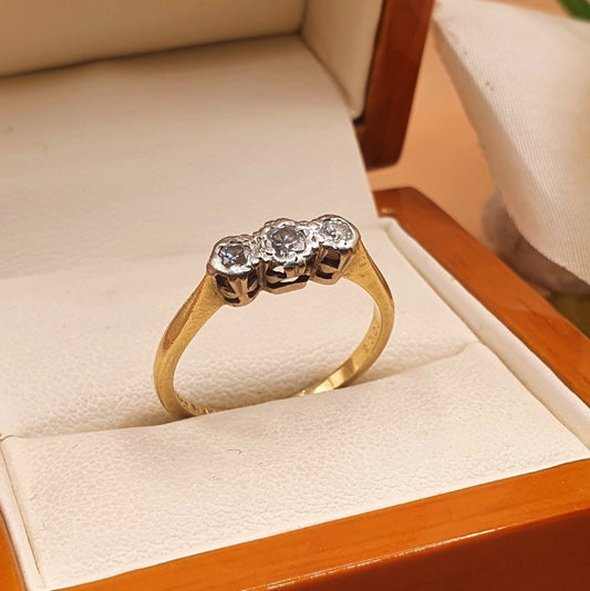 Art Deco Diamond, Platinum & 18ct Gold Trilogy Ring