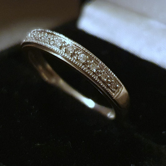 Diamonds on 9ct White Gold Half Eternity Ring - Size L