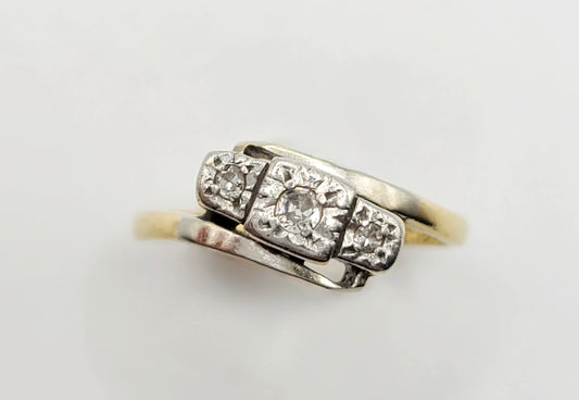 Art Deco Diamond Trilogy Wishbone Ring 18ct Platinum