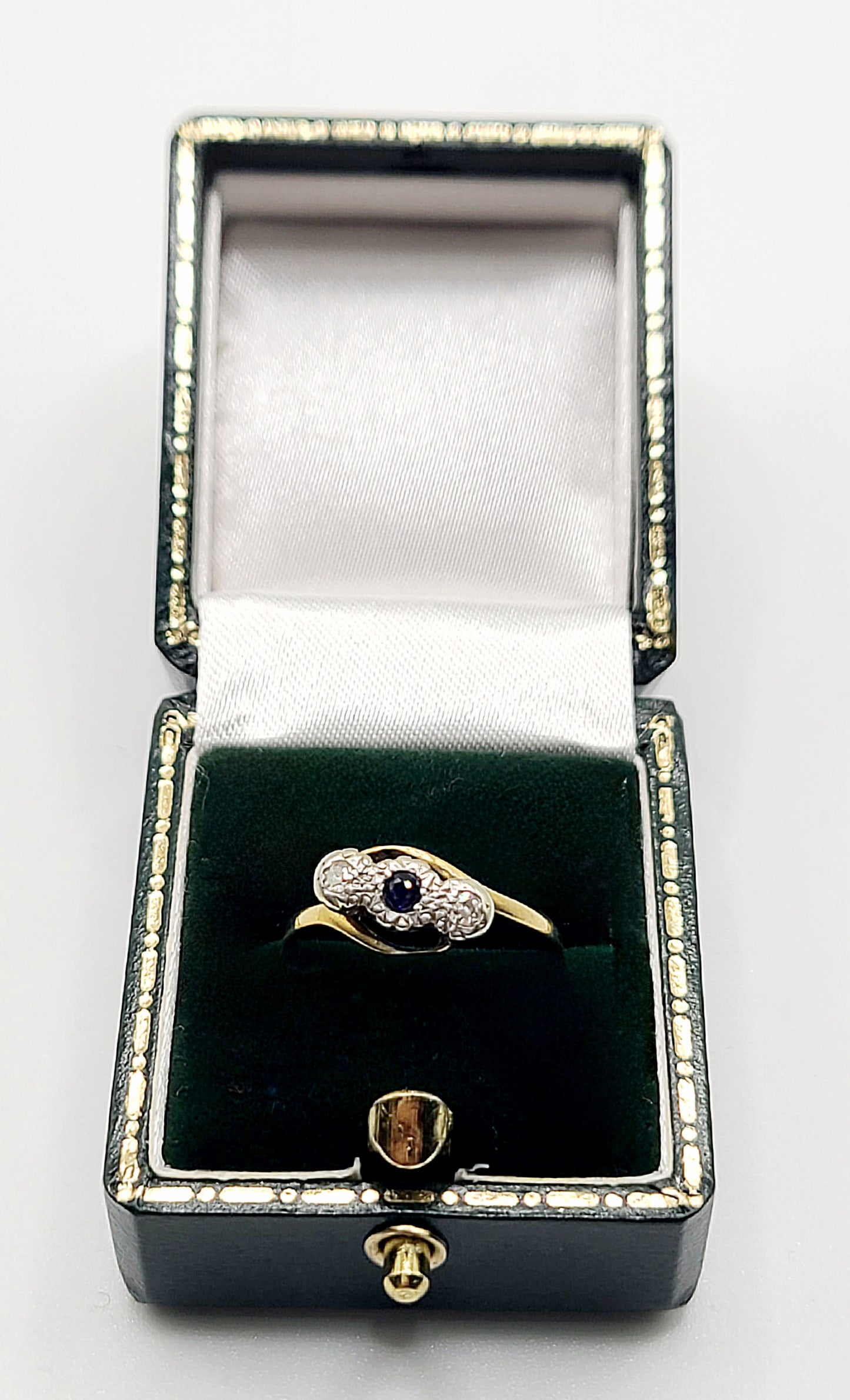 Art Deco Sapphire & Diamond 18ct Gold & Platinum Trilogy Ring c1930