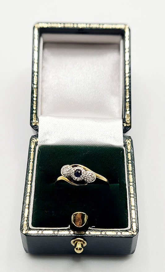 Art Deco Sapphire & Diamond 18ct Gold & Platinum Trilogy Ring c1930