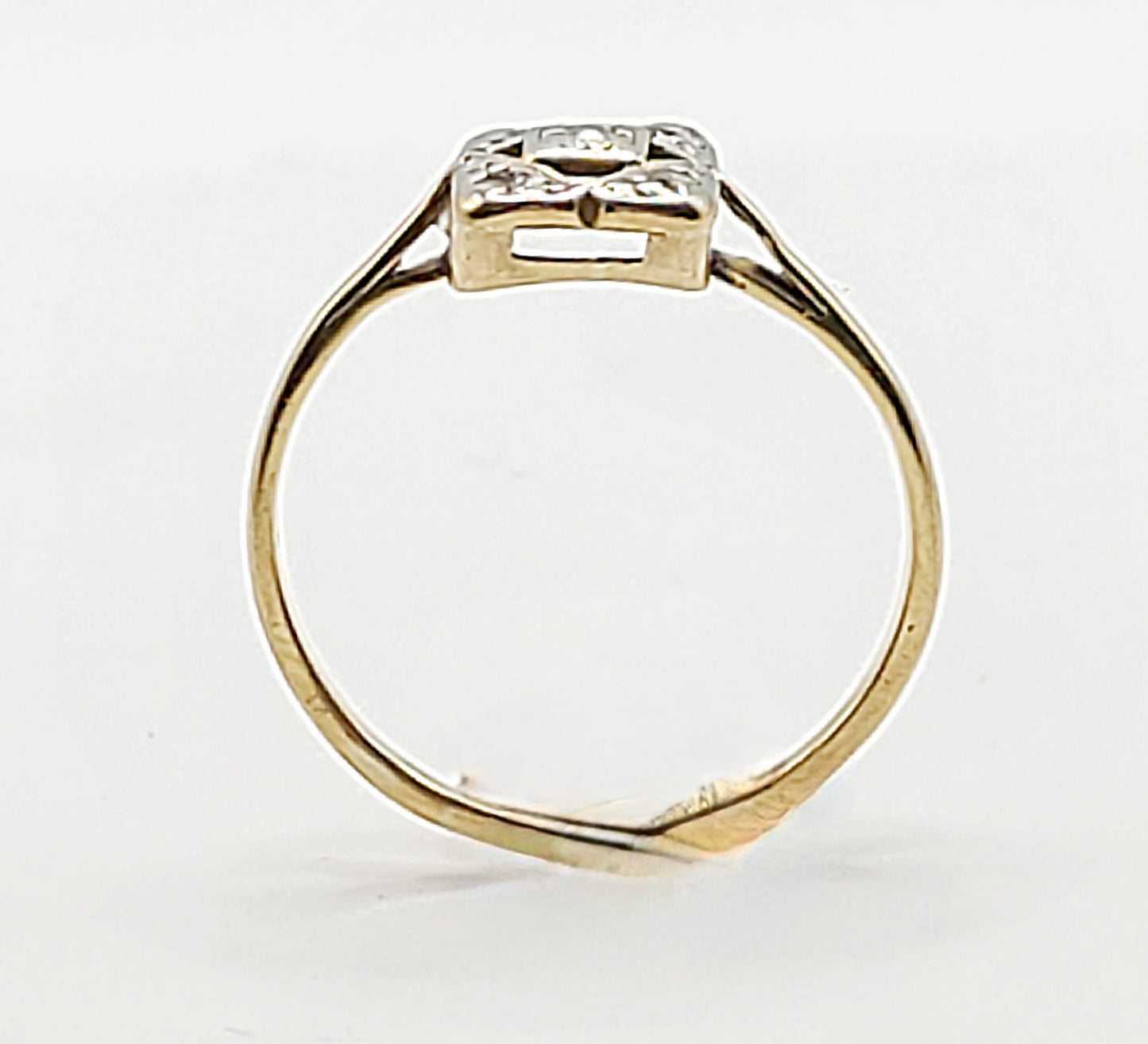 Art Deco Diamond Platinum Set 18ct Gold Ring c1930s - Size N