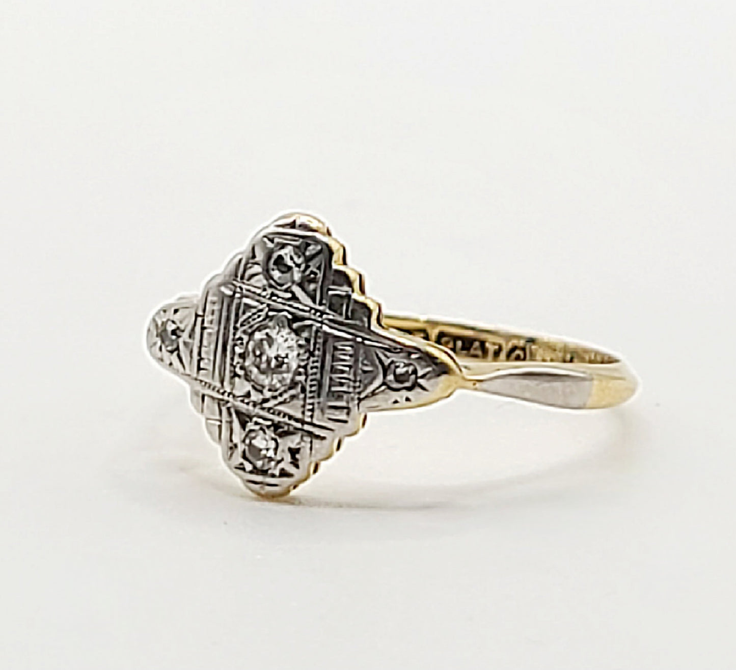 Art Deco Diamond, 18ct Gold & Platinum Ring (M)