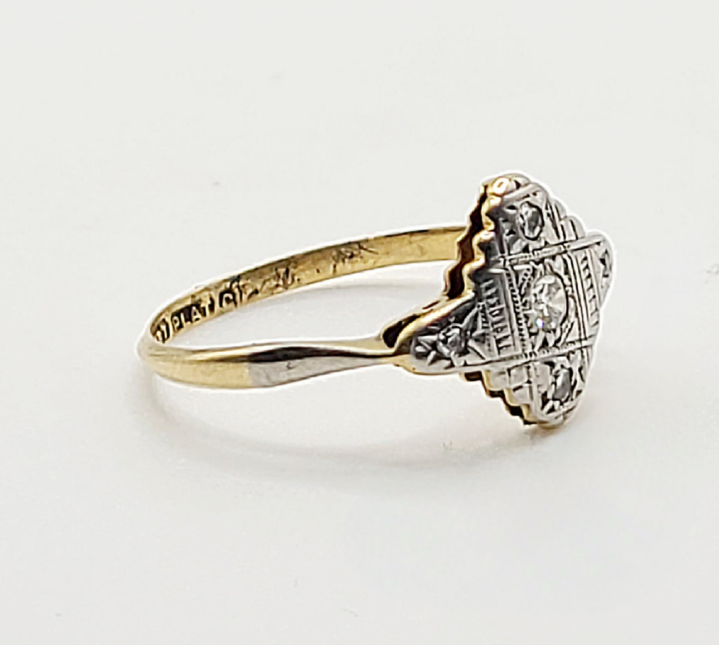 Art Deco Diamond, 18ct Gold & Platinum Ring (M)