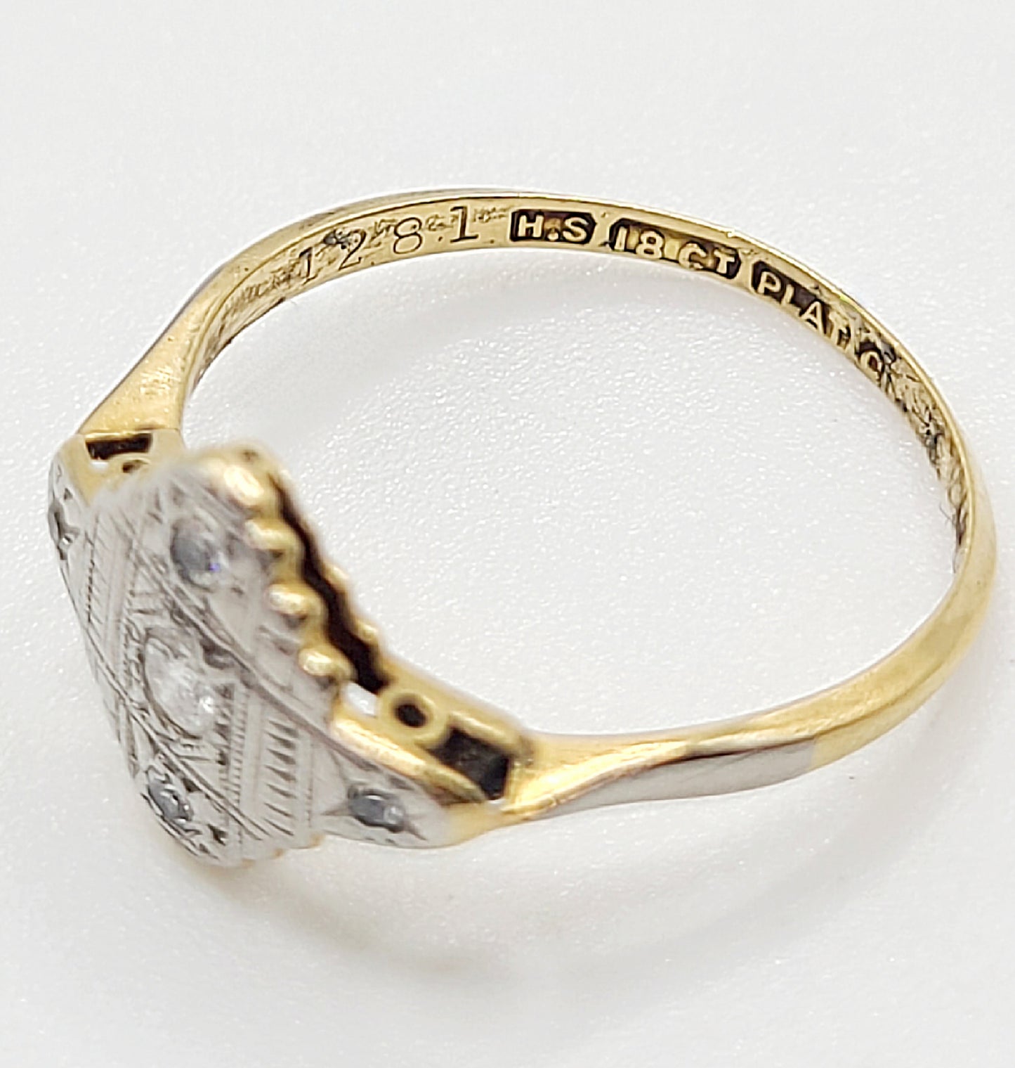 Art Deco Diamond, 18ct Gold & Platinum Ring (M)