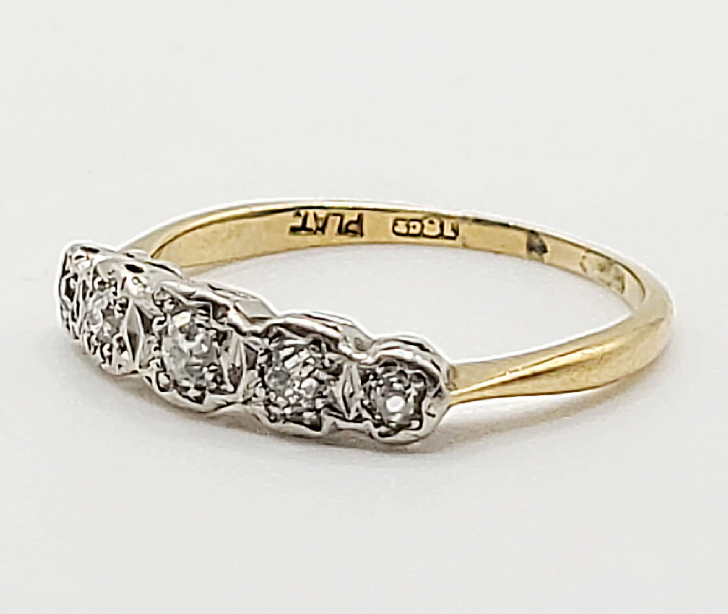 Art Deco 5 Stone Diamond 18ct Gold & Platinum Ring