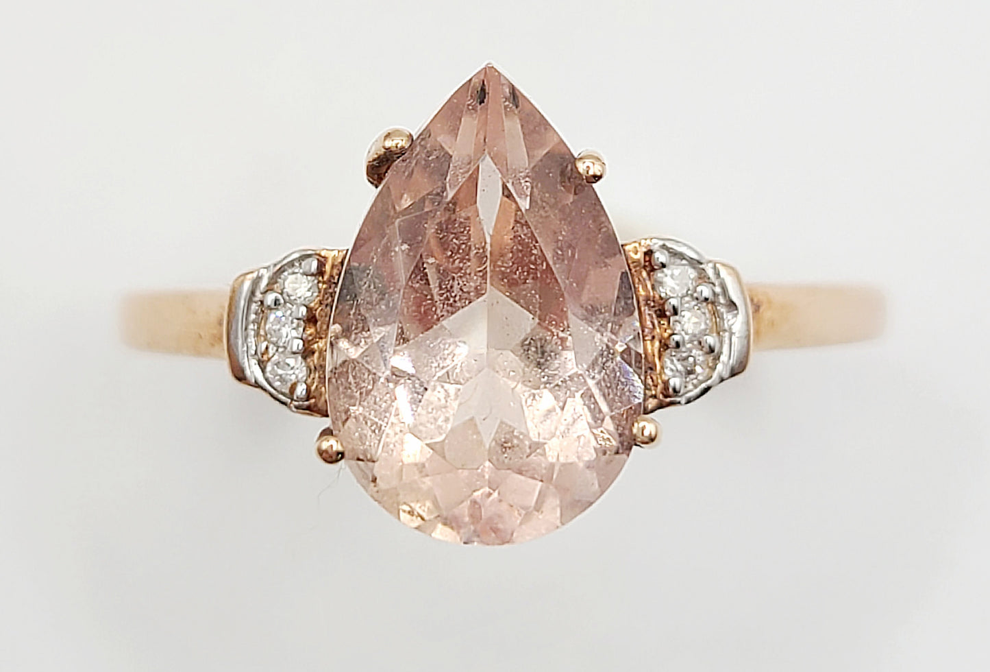 Natural Morganite & Diamond 9ct Rose Gold Ring (R1/2)