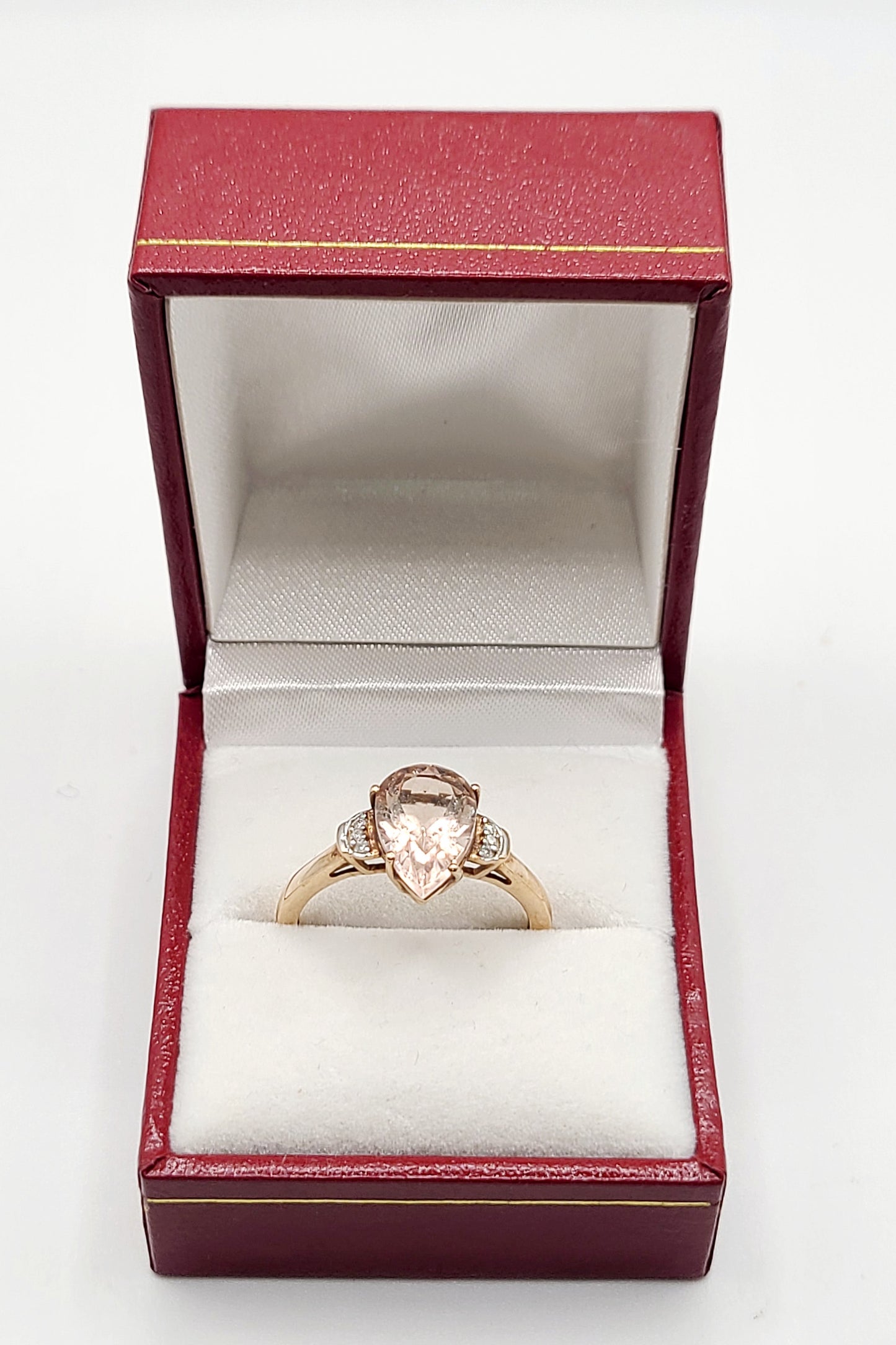 Natural Morganite & Diamond 9ct Rose Gold Ring (R1/2)