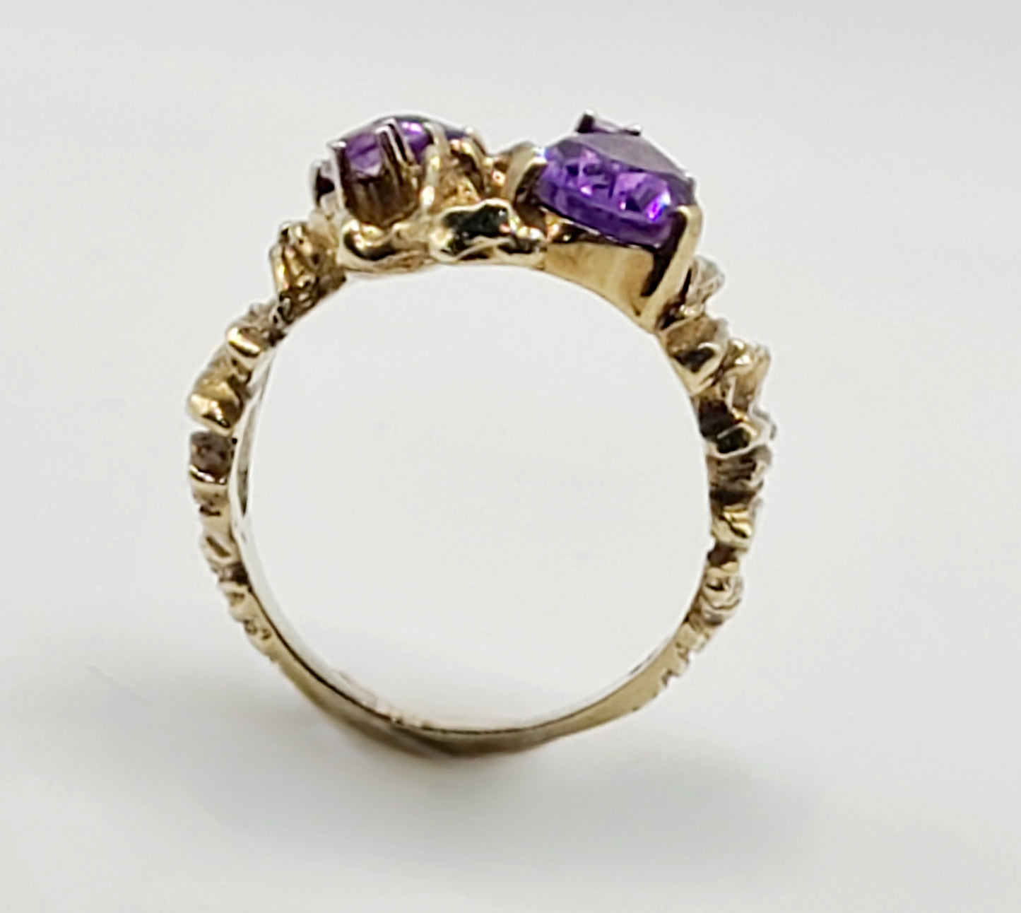 Vintage Pear Drop Amethyst Designer 8ct Gold Ring (M1/2)