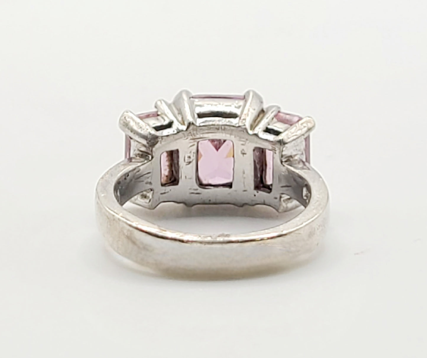 Pink Tourmaline Trilogy Sterling Silver Ring (M)