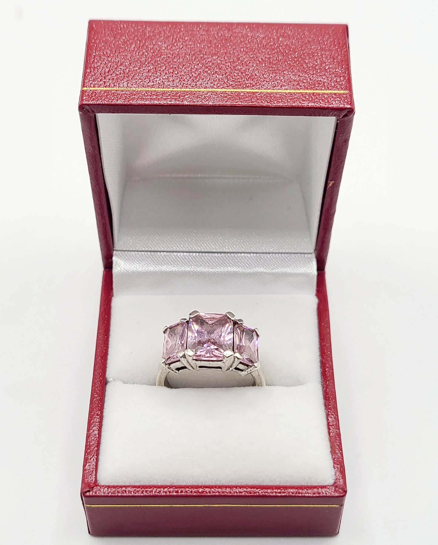 Pink Tourmaline Trilogy Sterling Silver Ring (M)