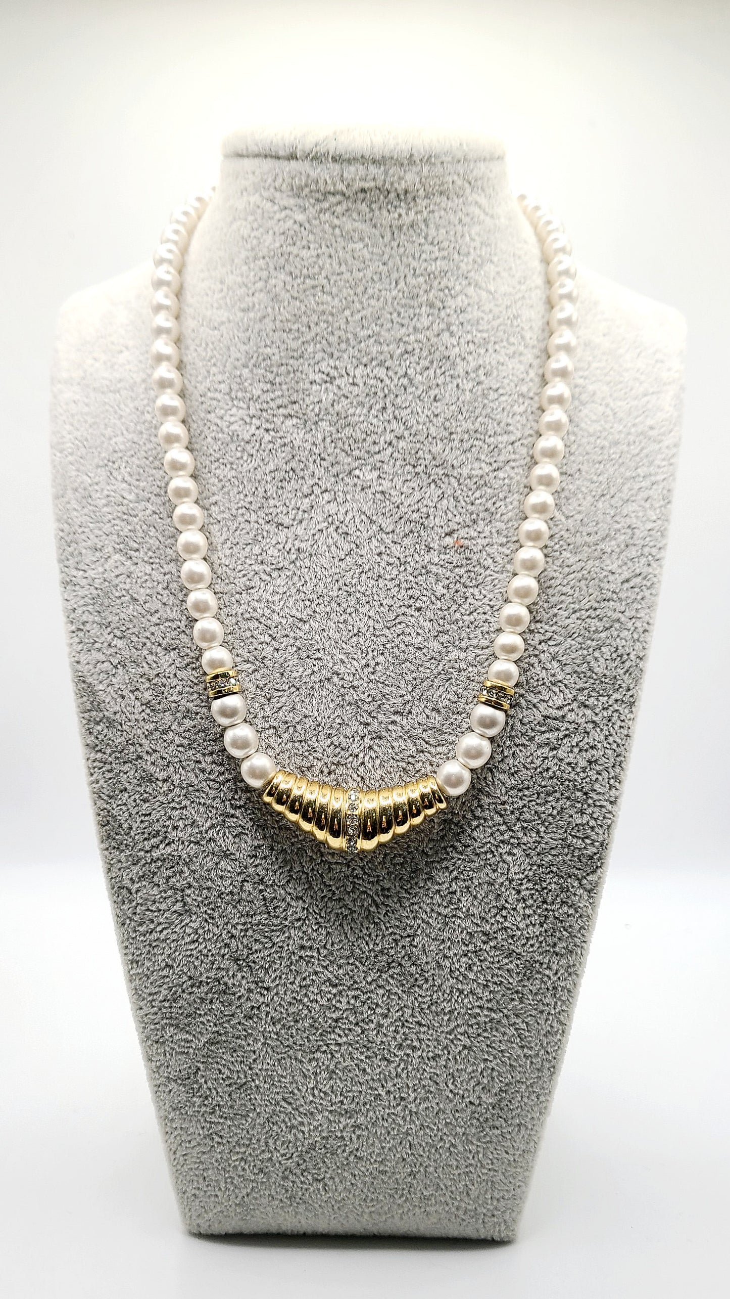 Signed Christian Dior Faux Pearl Single Strand Necklace