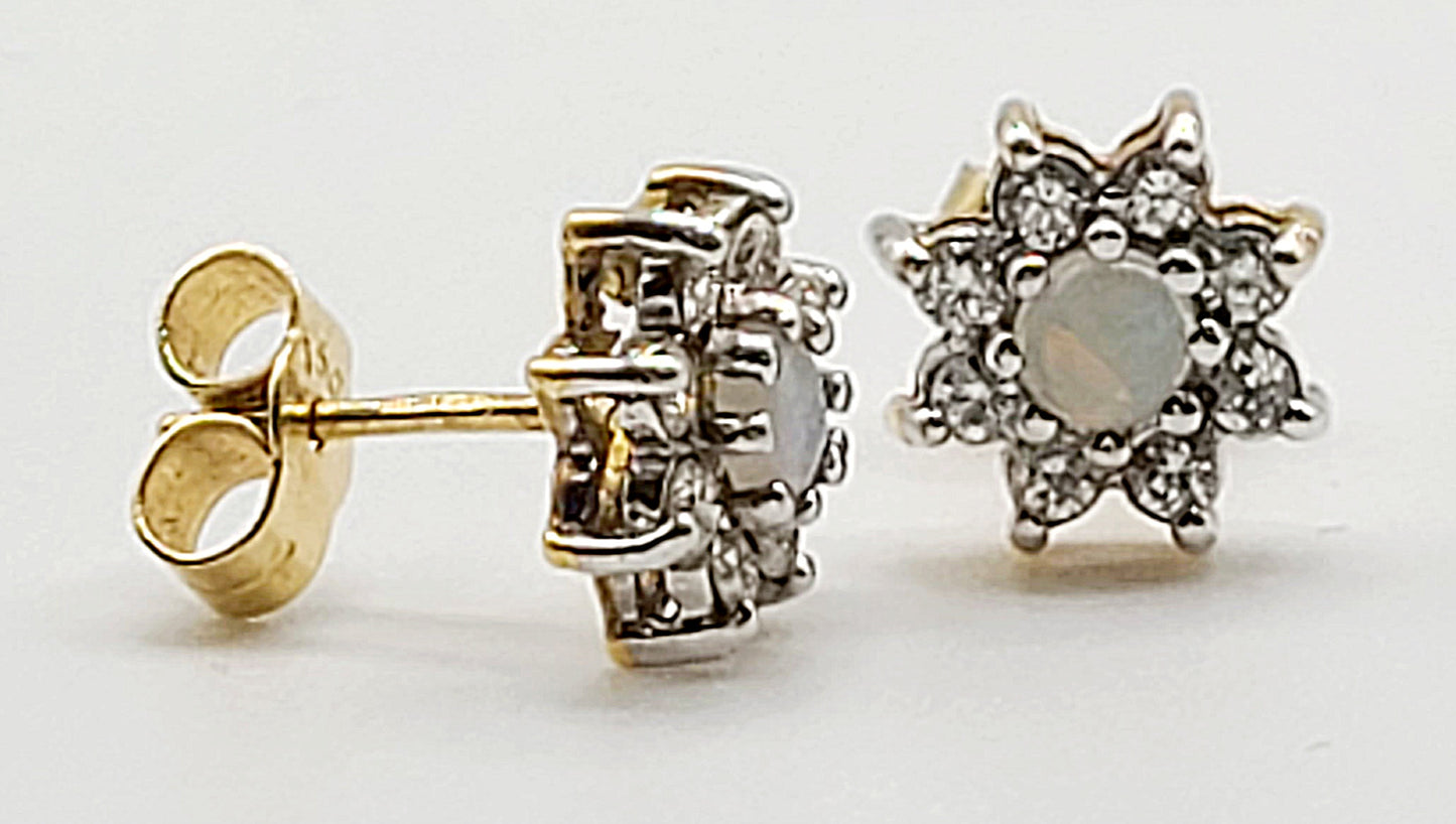 Opal & Diamond Earrings 18ct White Gold