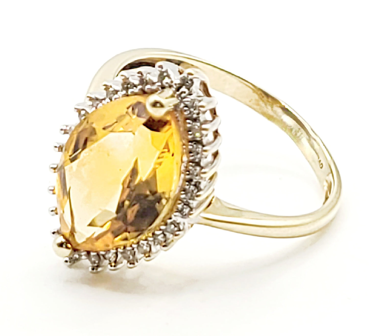 Citrine & Diamond 9ct Gold Cluster Ring