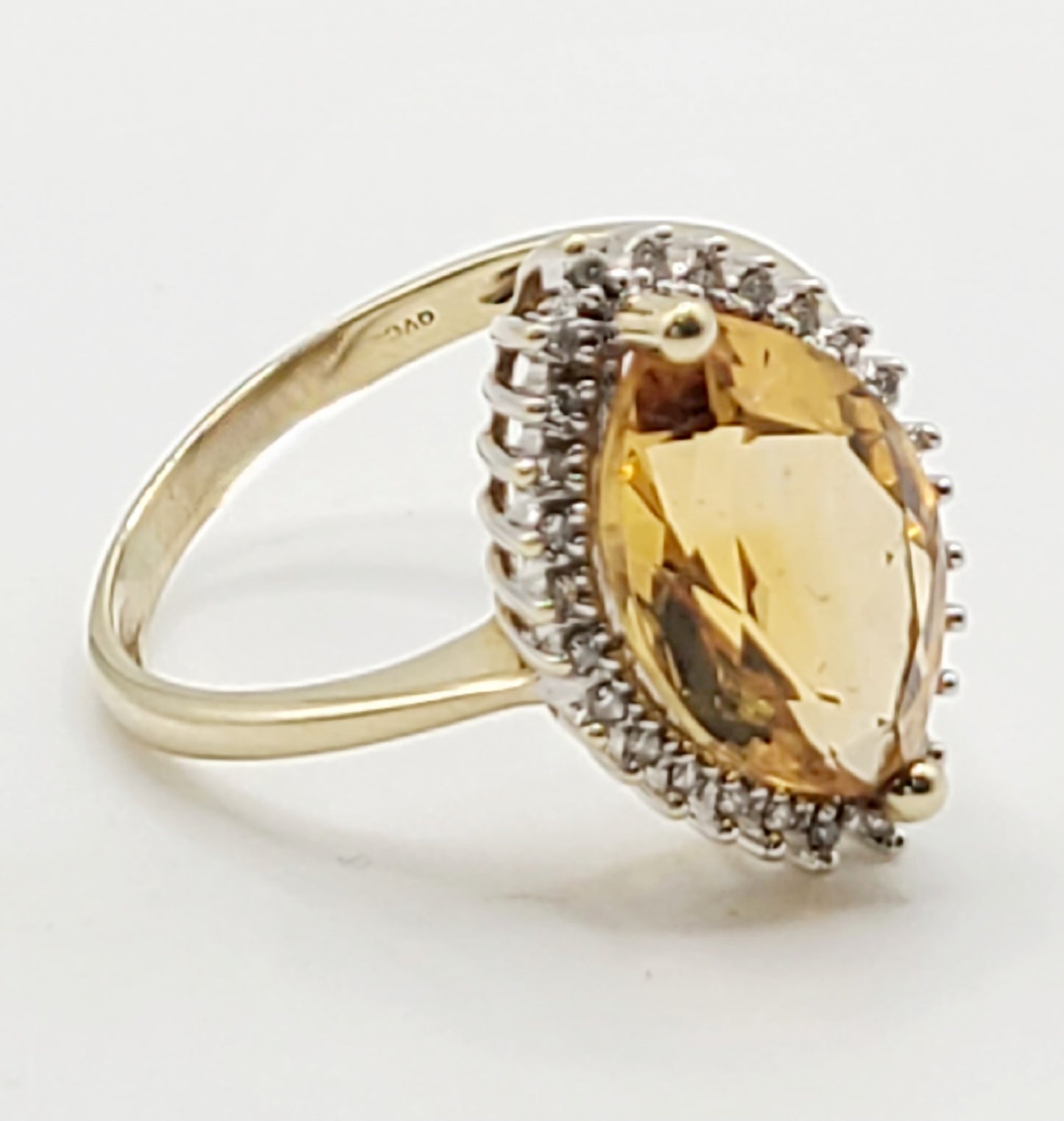 Citrine & Diamond 9ct Gold Cluster Ring