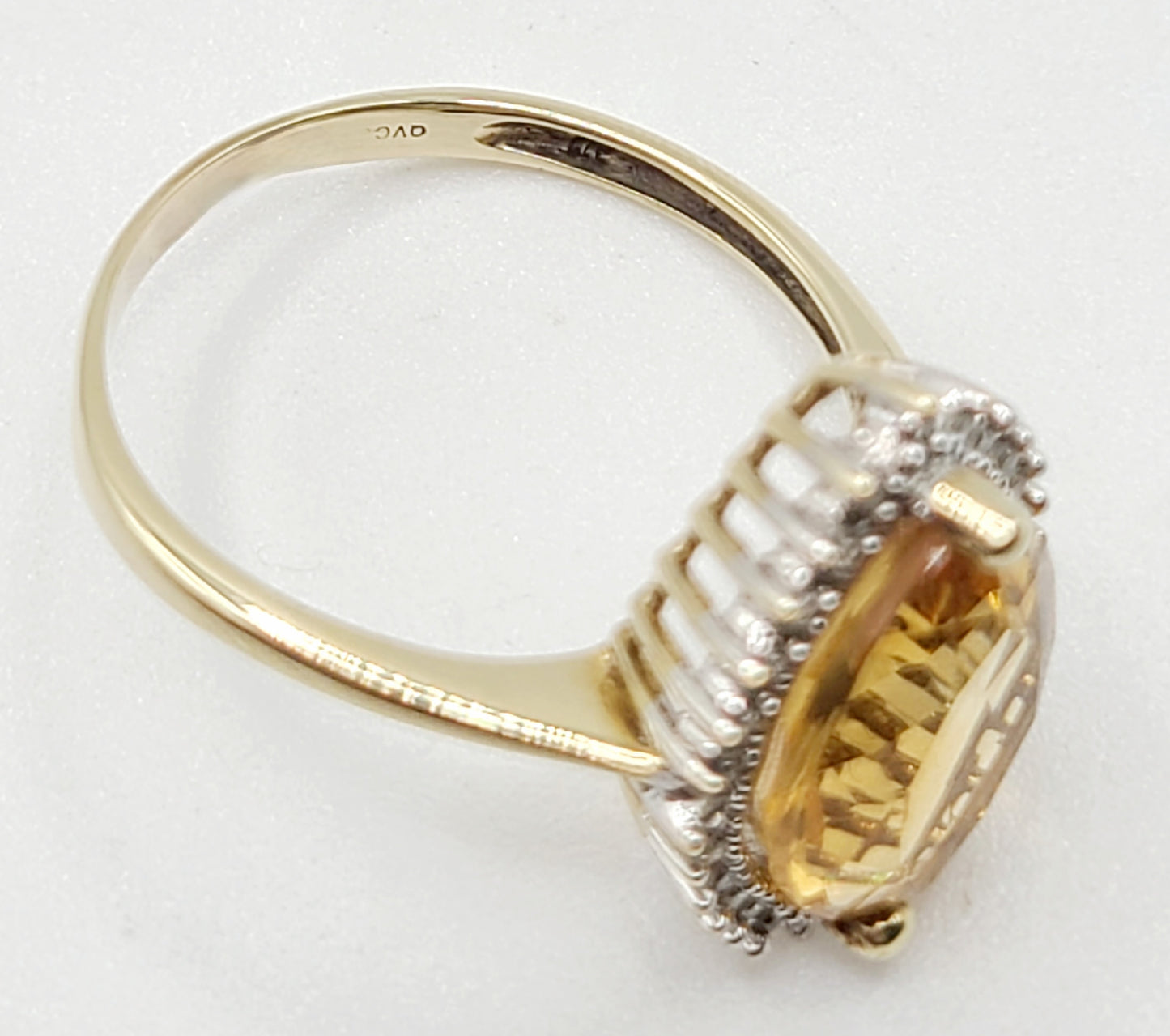 Citrine & Diamond 9ct Gold Cluster Ring