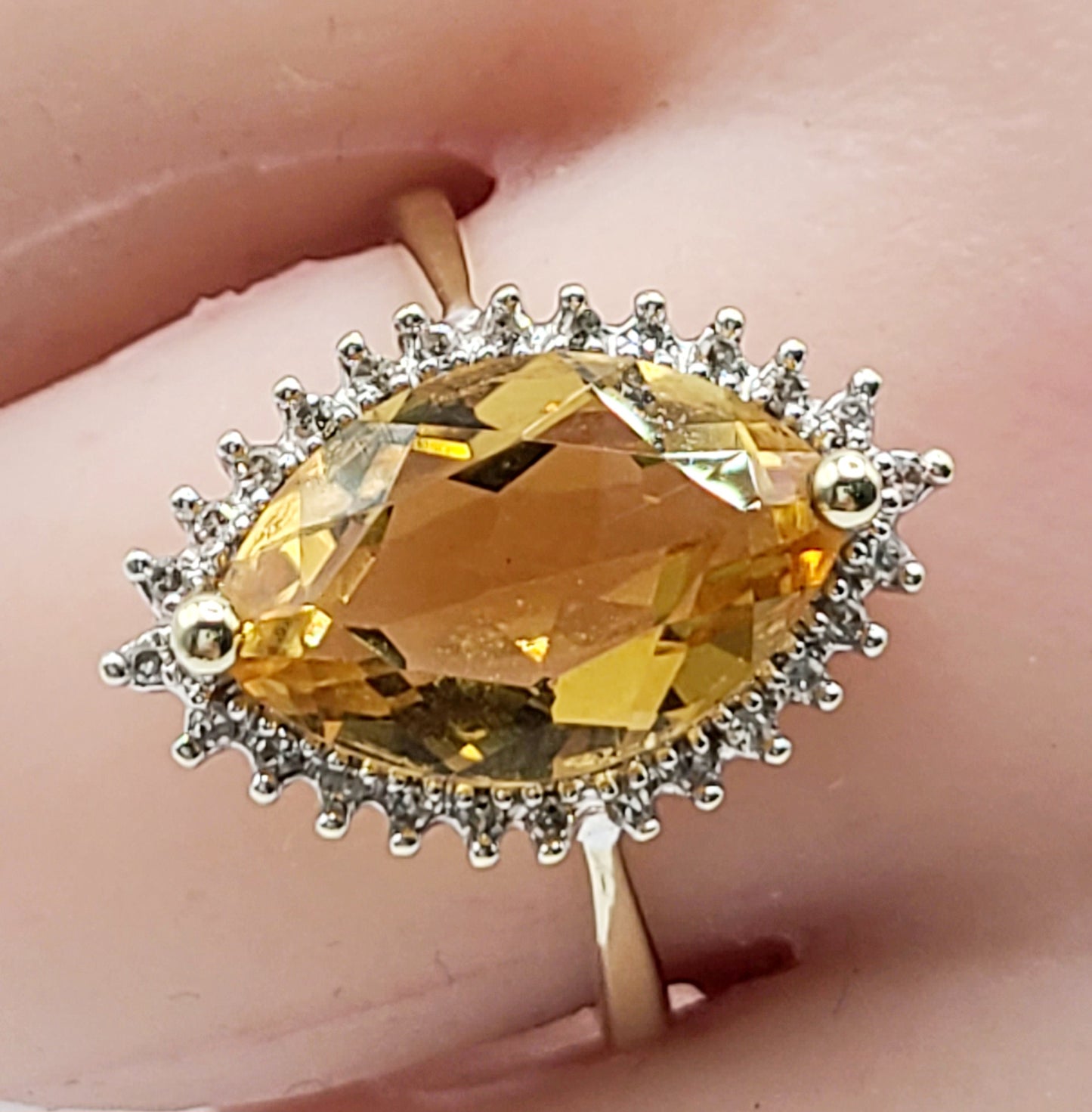 Citrine & Diamond 9ct Gold Cluster Ring