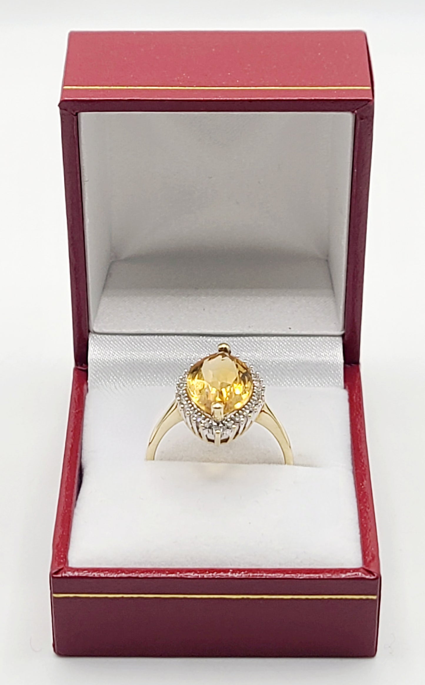 Citrine & Diamond 9ct Gold Cluster Ring