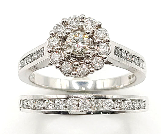 9ct White Gold & Diamond Set of 2 Bridal Rings