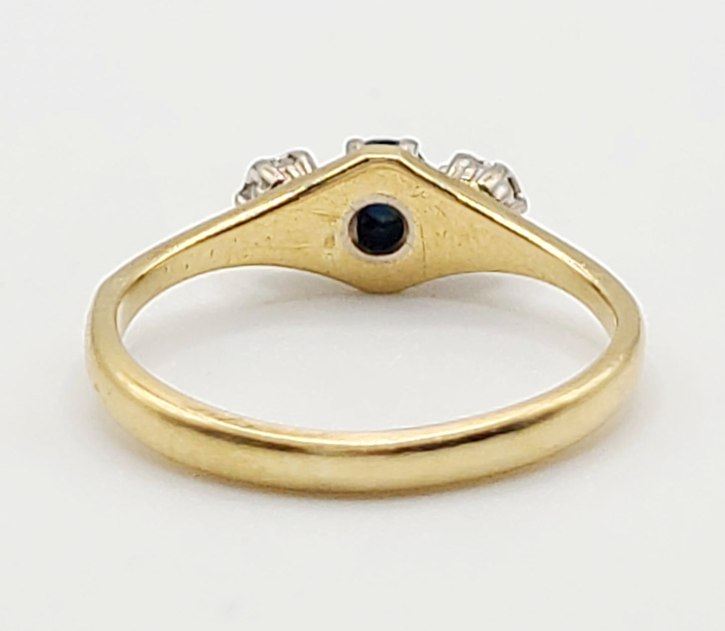 Vintage Art Deco Round Cut Sapphire & Diamond 18ct Gold Ring