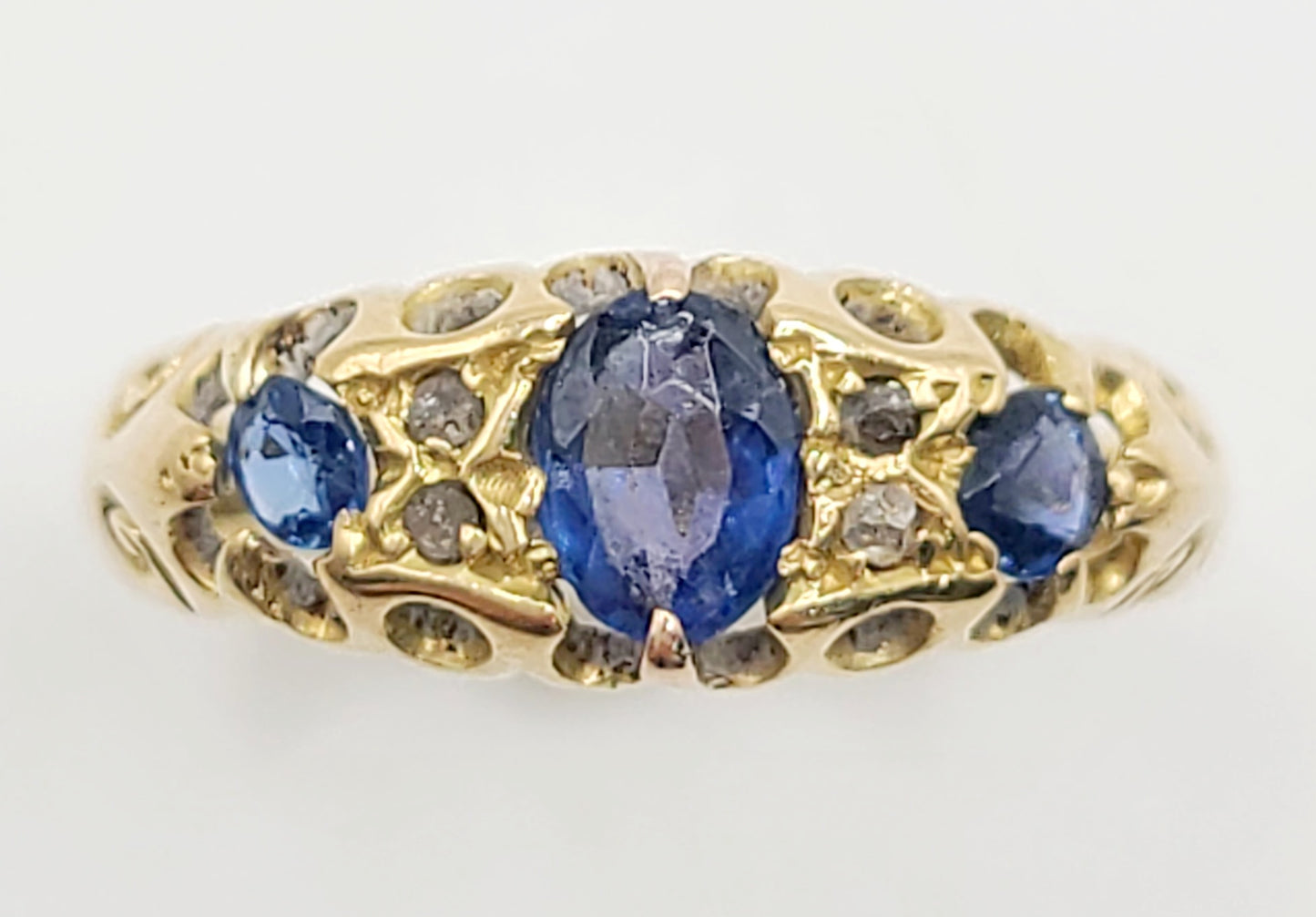 Sapphire & Diamond Edwardian 18ct. Gold Ring, Chester1910