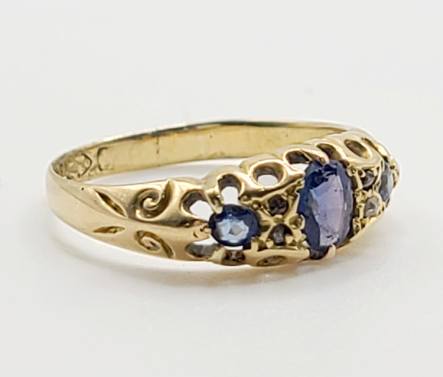 Sapphire & Diamond Edwardian 18ct. Gold Ring, Chester1910