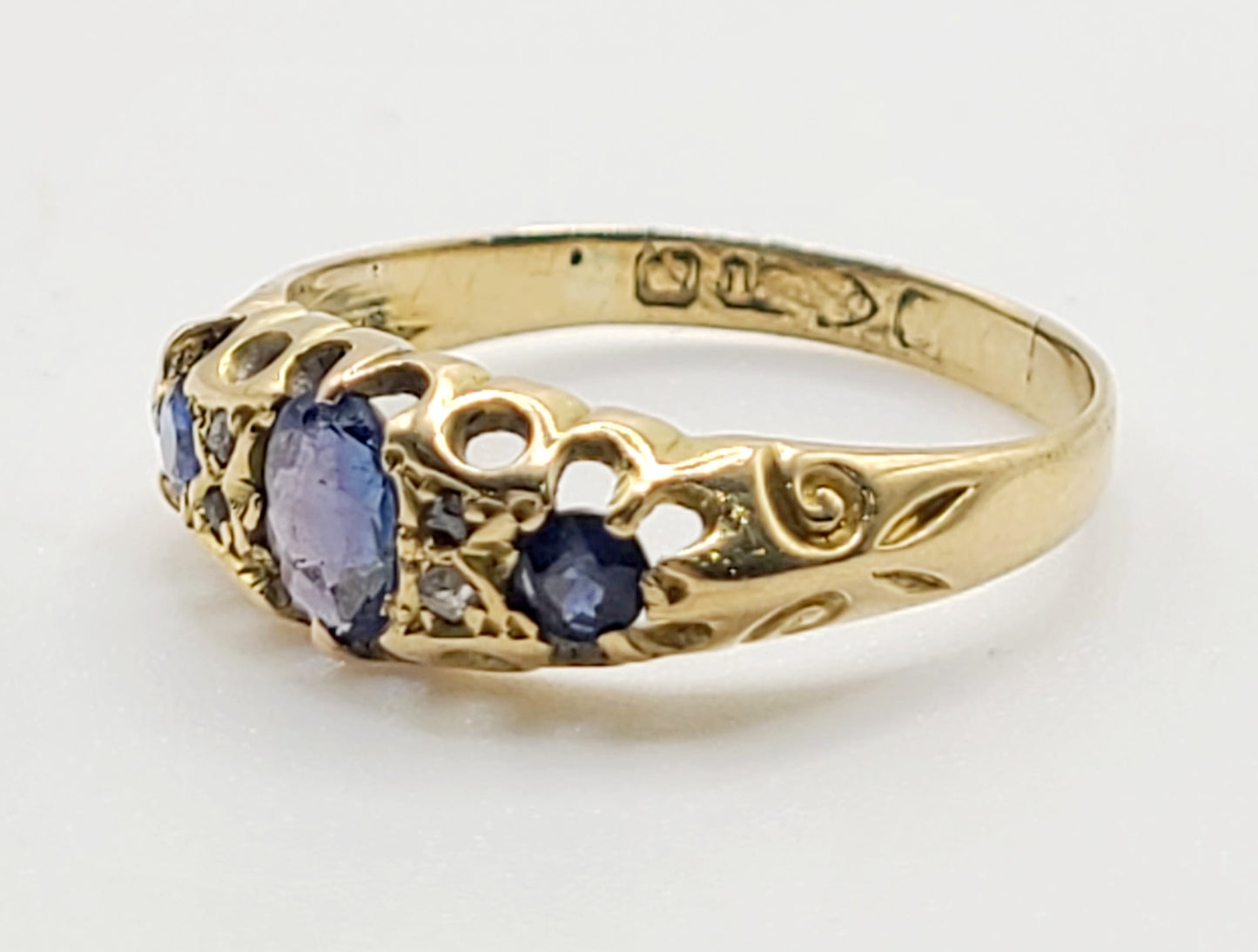 Sapphire & Diamond Edwardian 18ct. Gold Ring, Chester1910